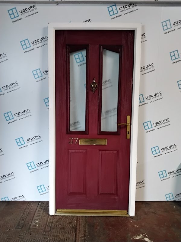 Used Red Composite Front Door 965mm x 2090mm 0360