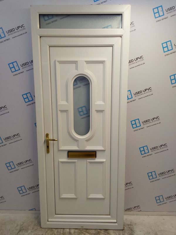 Used White Upvc Front Door And Toplight 910mm x 2280mm 0163