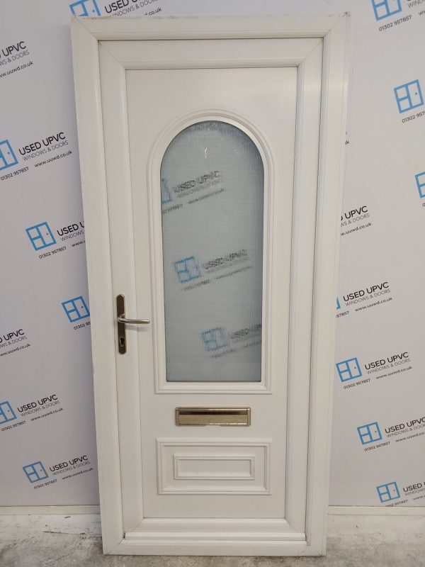 Used White Upvc Front Door 940mm x 2090mm (reduce to 910mm) 0097