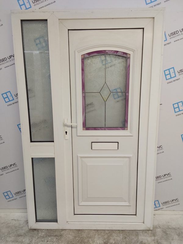 Used White Upvc Front Door And Side Panel 1260mm x 2060mm (reduce to 1245mm) DS027