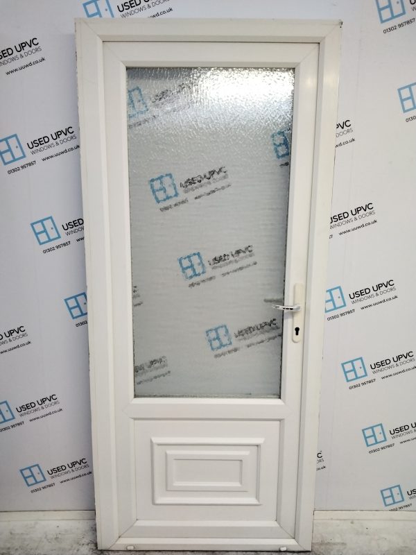 Used White Upvc Back Door 905mm x 2060mm (Reduce To 885mm x 2060mm) 0662
