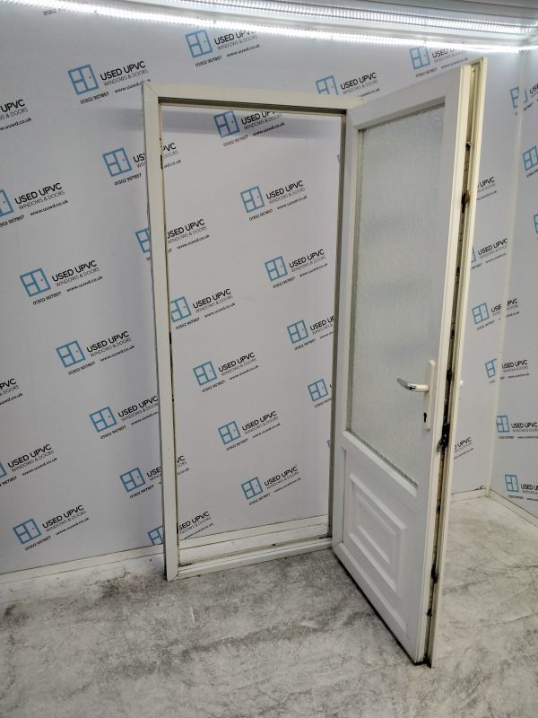 Used White Upvc Back Door 905mm x 2060mm (Reduce To 885mm x 2060mm) 0662 - Image 3