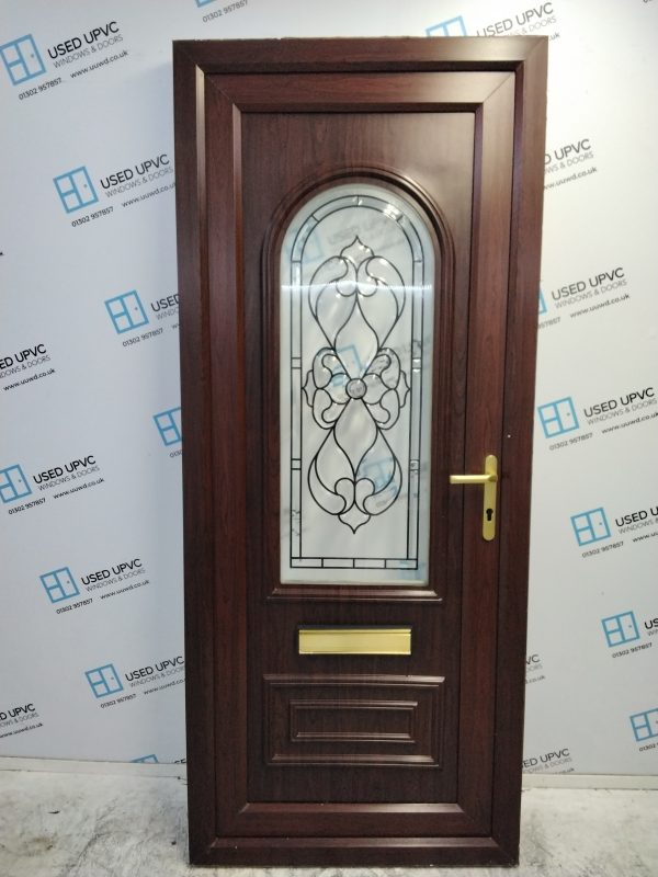 Used Rosewood Upvc Front Door 870mm x 2065mm 0597