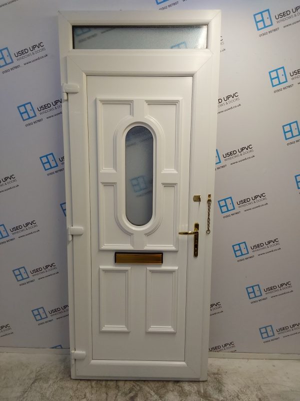 Used White Upvc Front Door And Toplight 910mm x 2280mm 0163 - Image 2