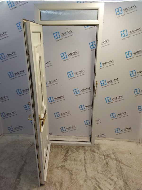 Used White Upvc Front Door And Toplight 910mm x 2280mm 0163 - Image 3