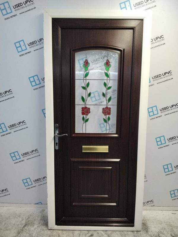 Used Rosewood Upvc Front Door 920mm x 2040mm 0686