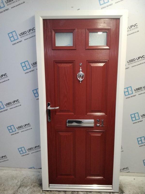 Used Red Composite Front Door 900mm x 1965mm 0658