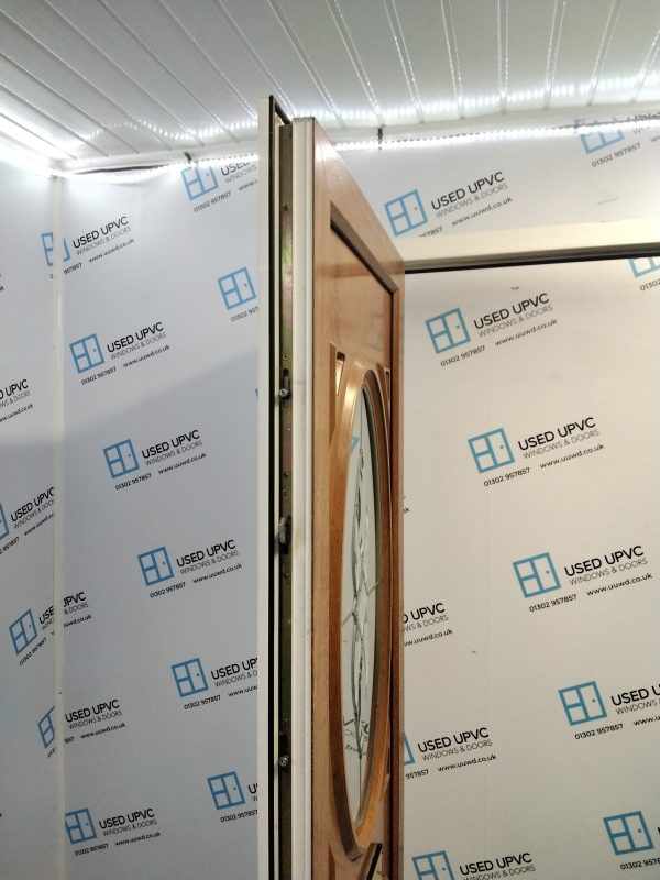 Used Oak Upvc Front Door 885mm x 2085mm (Reduce To 865mm x 2085mm) - Image 4