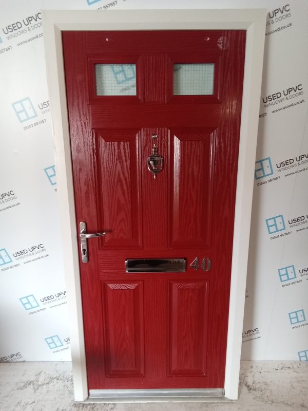 Used red Composite Front door 915mm x 1960mm 0753