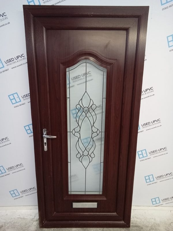 Used Rosewood Upvc Front Door 950mm x 2060mm 0144