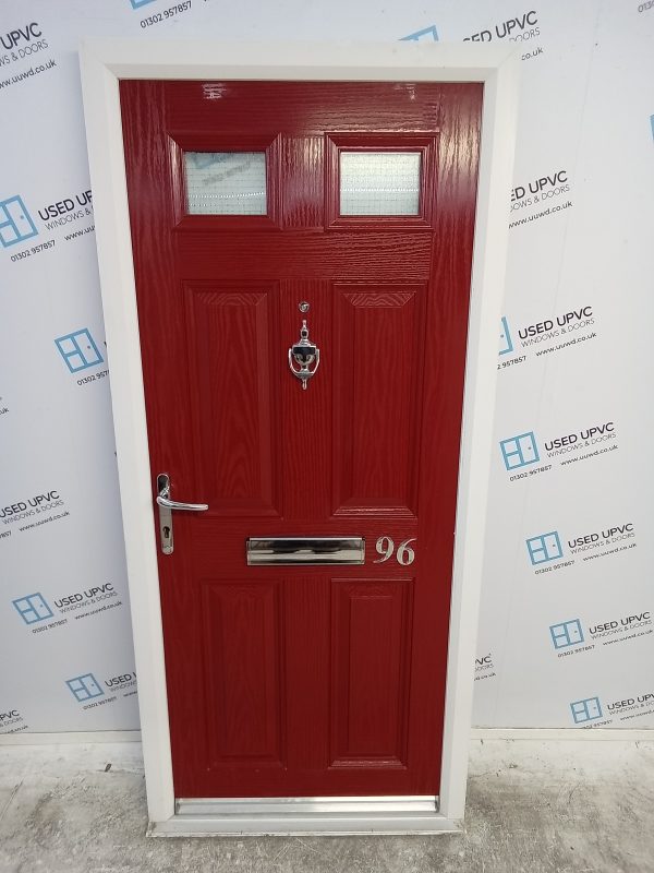 Used Red Composite Front Door 910mm x 2000mm 0766