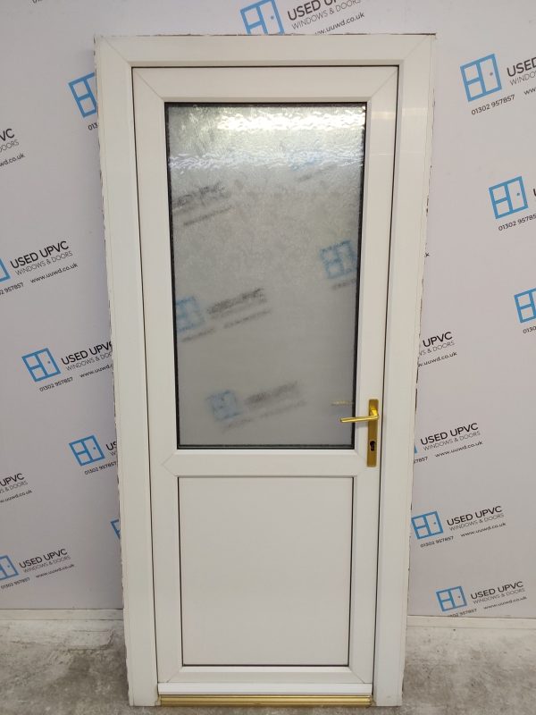 Used White Upvc Back Door 860mm x 1950mm (reduce to 830mm) 0388