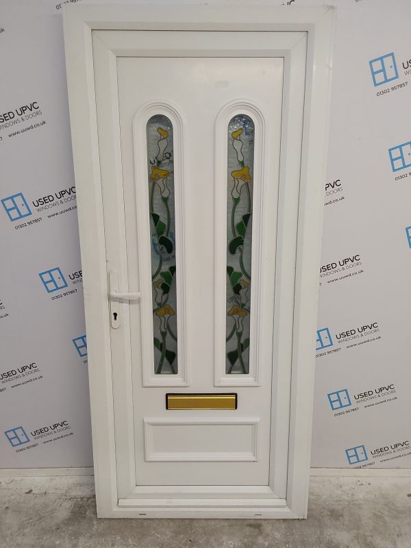 Used White Upvc Front Door 920mm x 2030mm (reduce to 890mm) 0164