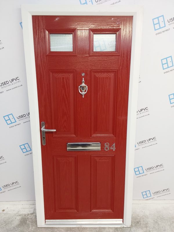 Used Red Composite Front Door 910mm x 1960mm C11D64