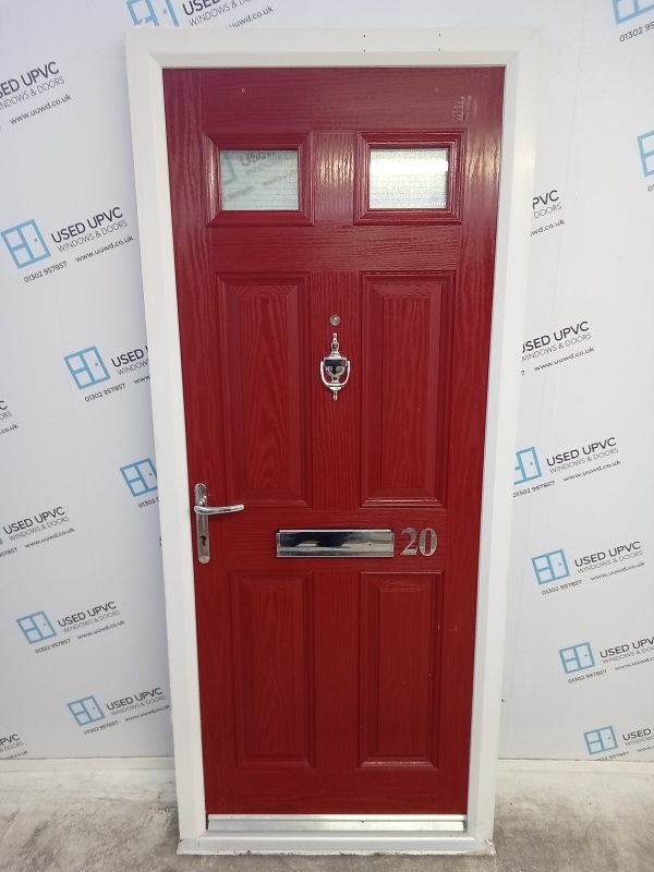 Used red Composite Front door 890mm x 2080mm 0280