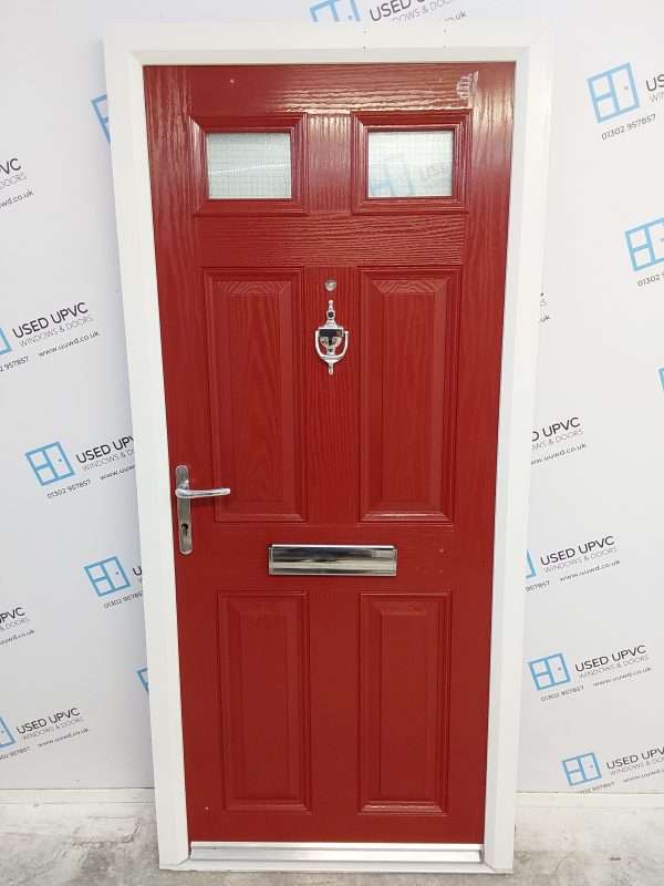 Used Red Composite Front Door 900mm x 1965mm C1006