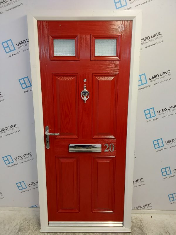 Used Red Composite Front Door 905mm x 2000mm C6080