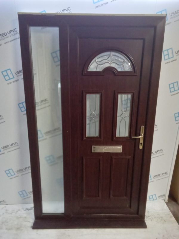 Used Rosewood Upvc Front Door And Side Panel 1220mm x 2065mm DS018