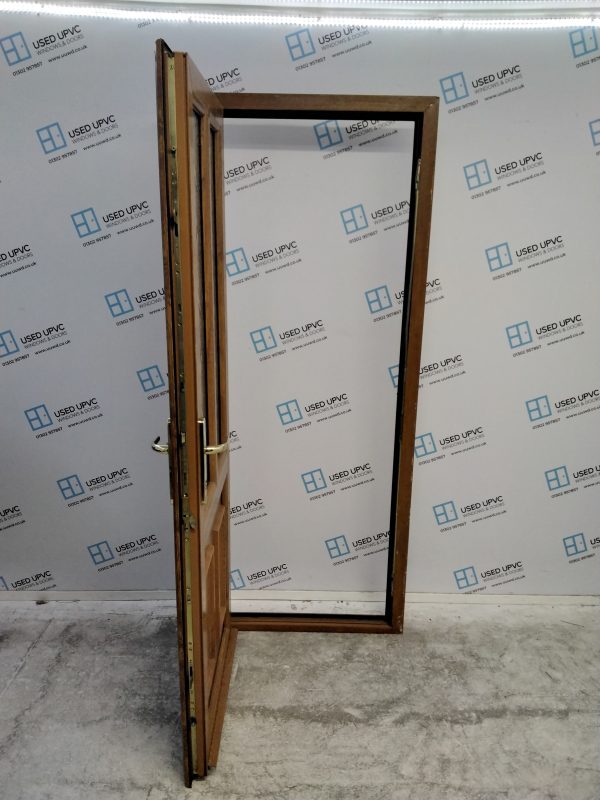 Used Oak Upvc Back Door 840mm x 2050mm (Reduce To 820mm x 2050mm) 0768 - Image 3