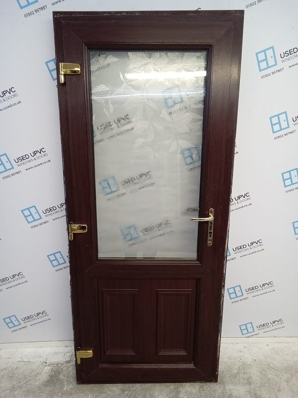 Used Rosewood Upvc Back Door 870mm x 2040mm 0158 - Image 2