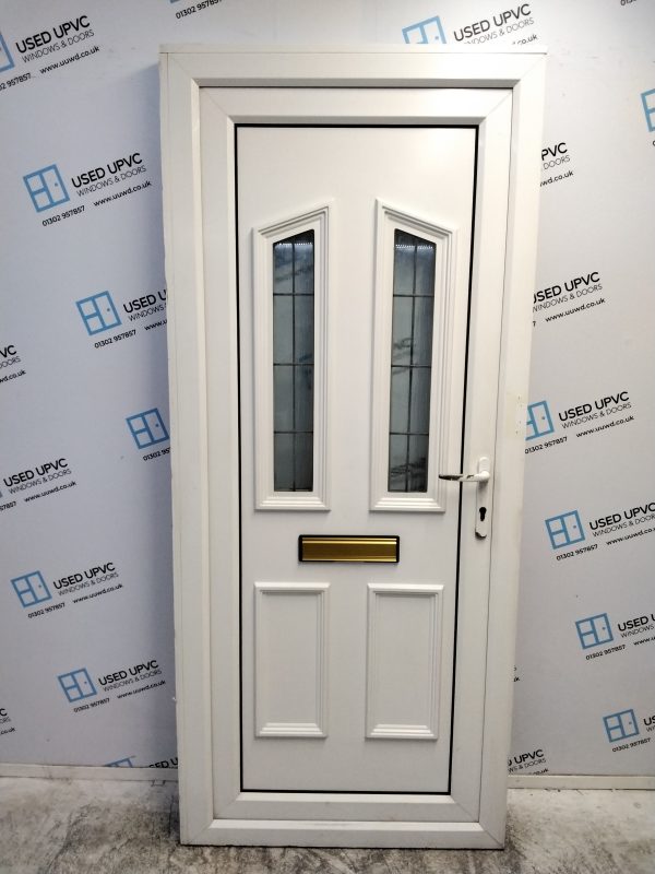 Used White Upvc Front Door 890mm x 2050mm (Reduce To 870mm x 2030mm) 0231