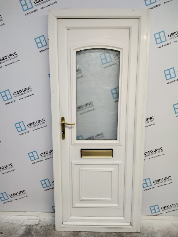 Used White Upvc Front Door 840mm x 2045mm (Reduce To 820mm x 2045mm) 0174