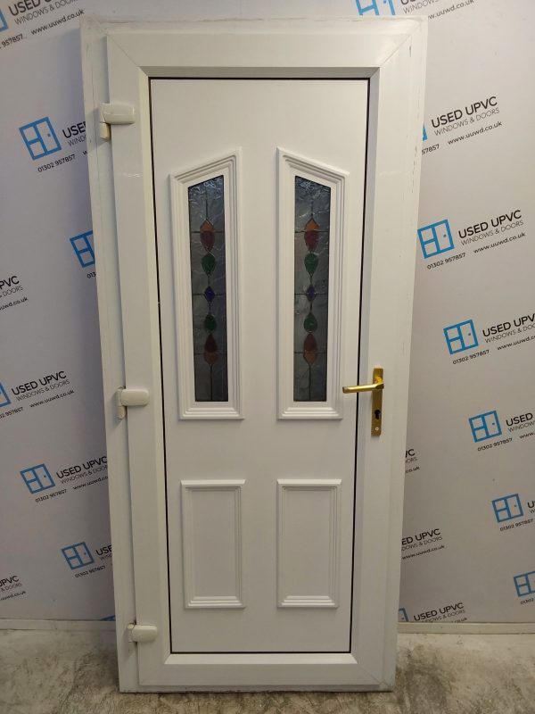 Used Woodgrain Upvc Back Door 910mm x 2040mm (reduce to 885mm) 0801 - Image 2