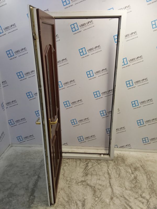Used Woodgrain Upvc Back Door 910mm x 2040mm (reduce to 885mm) 0801 - Image 3