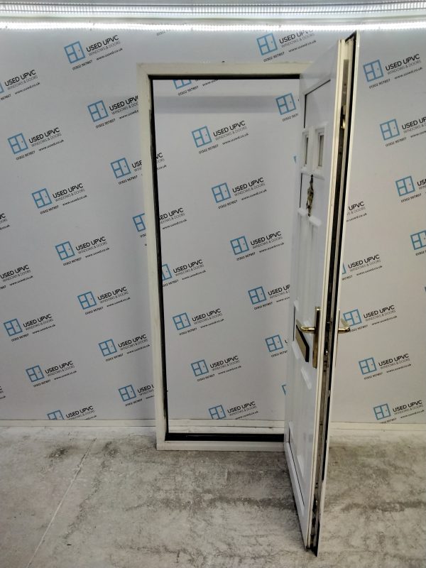 Used White Upvc Front Door 845mm x 2095mm (Reduce To 825mm x 2095mm) 0828 - Image 3