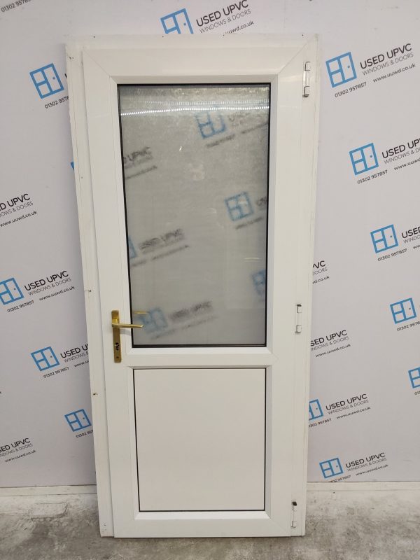 Used White Upvc Back Door 860mm x 1950mm (reduce to 830mm) 0388 - Image 2