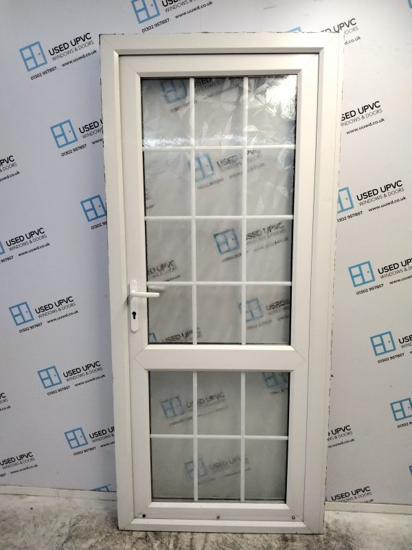 Used White Upvc Back Door 920mm x 2080mm (Reduce To 900mm x 2080mm) 0593