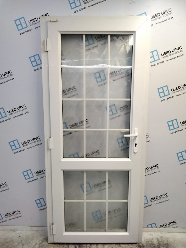 Used White Upvc Back Door 920mm x 2080mm (Reduce To 900mm x 2080mm) 0593 - Image 2