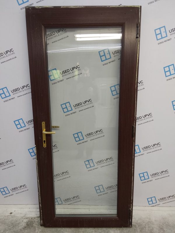 Used Woodgrain Upvc Full glass Back Door 925mm x 2040mm C6002 - Image 2
