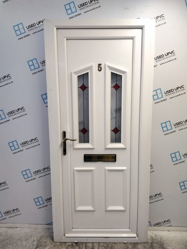 Used White Upvc Front Door 935mm x 2090mm (Reduce To 865mm x 2090mm) C6015