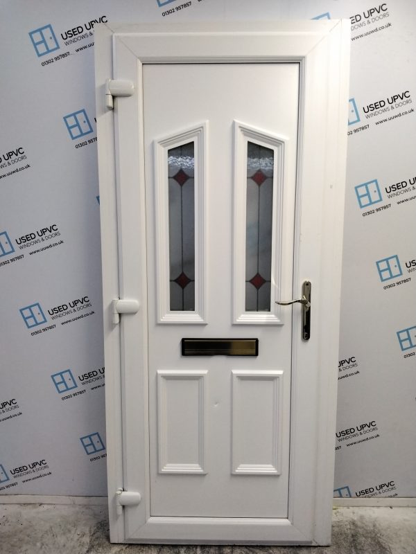 Used White Upvc Front Door 935mm x 2090mm (Reduce To 865mm x 2090mm) C6015 - Image 2