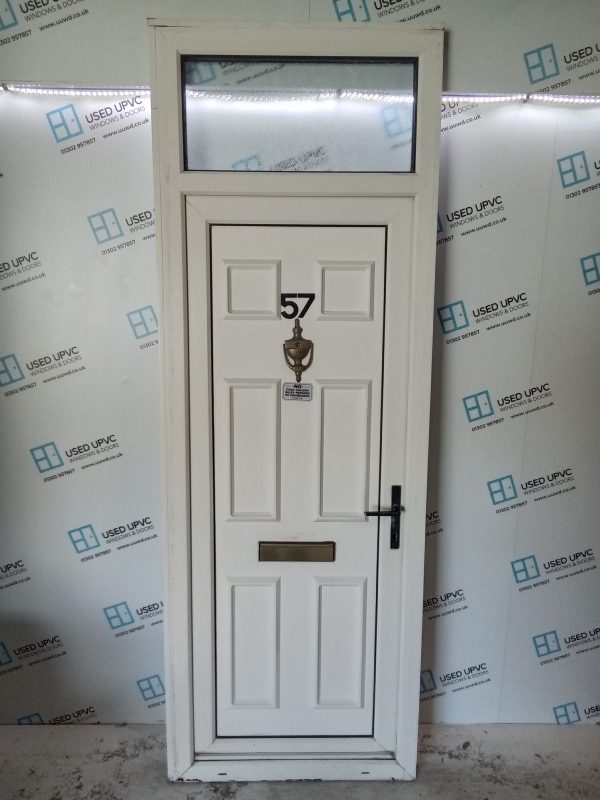 Used White Upvc Front Door with Toplight 860mm x 2450mm 0865