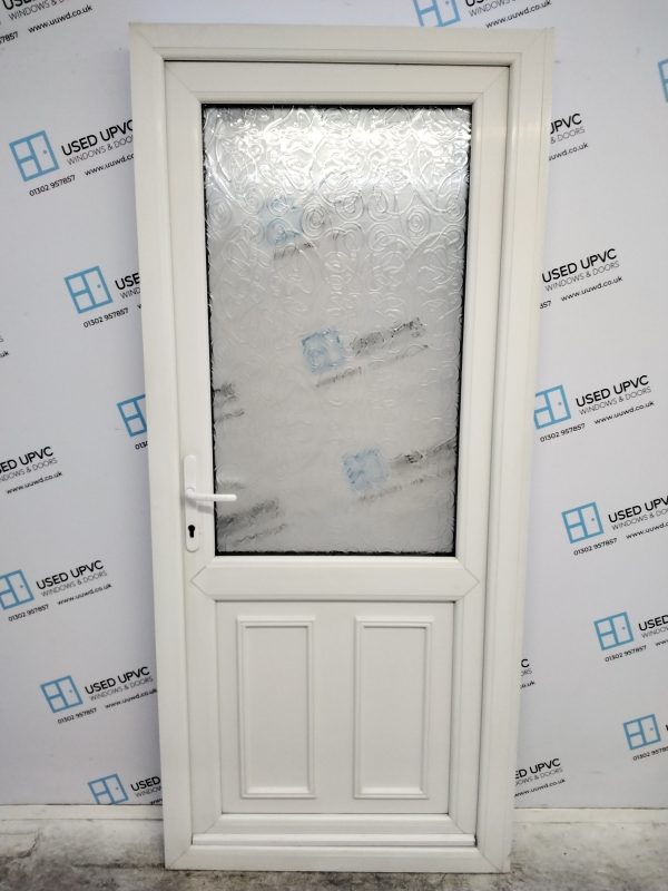 Used White Upvc Back Door 915mm x 2060mm (Reduce To 895mm x 2060mm) C6061