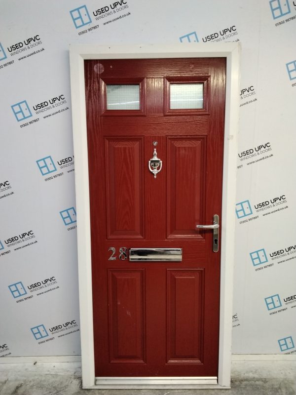 Used Red Composite Front Door 890mm x 1965mm C1007