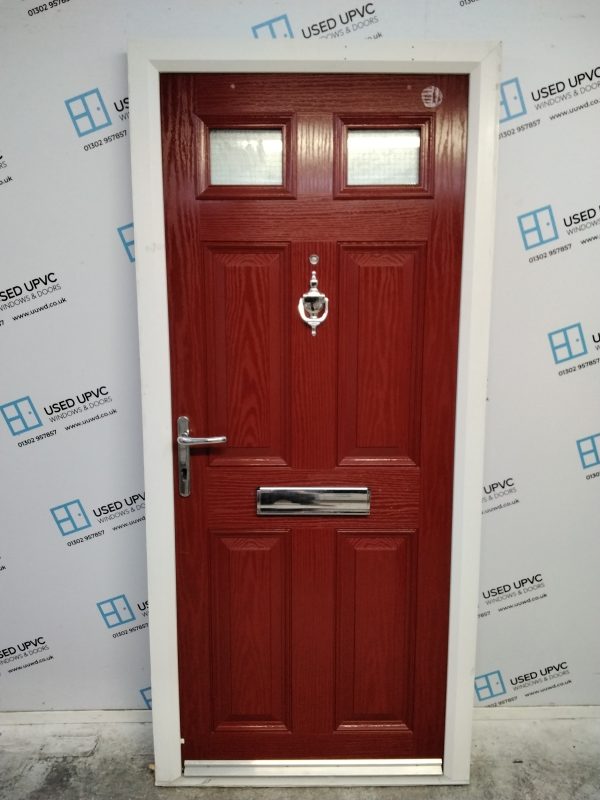 Used Red Composite Front Door 890mm x 1965mm C1008