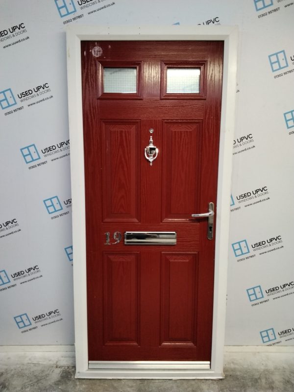 Used Red Composite Front Door 900mm x 1990mm C6052