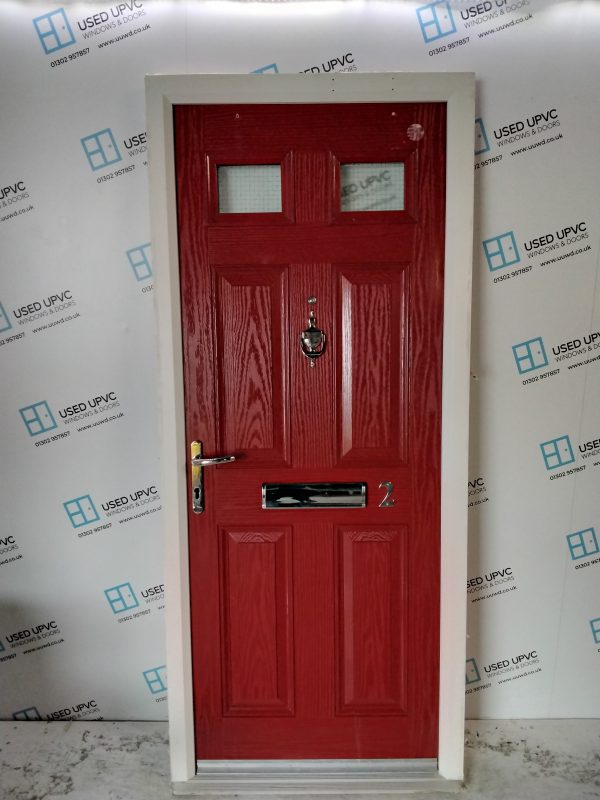 Used Red Composite Front Door 890mm x 2065mm C8D28