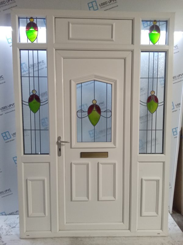 Used White Upvc Front Door With Toplight And Side Panels 1675mm x 2440mm DS002