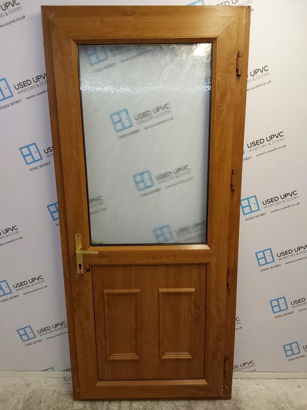 Used Oak Upvc Back Door 930mm x 2090mm (reduce to 910mm) C6044 - Image 2