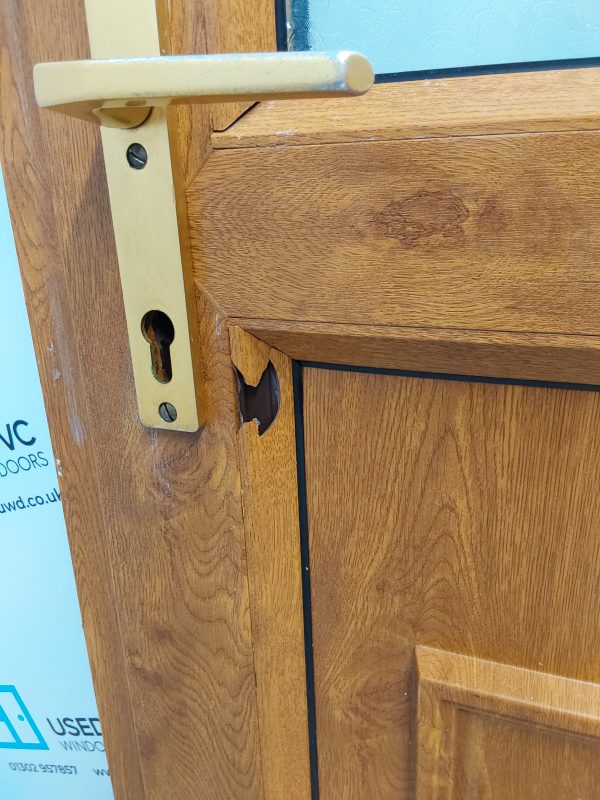 Used Oak Upvc Back Door 930mm x 2090mm (reduce to 910mm) C6044 - Image 5