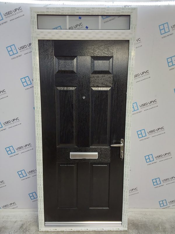 Brand New Black Composite Front Door And Toplight 1000mm x 2325mm ND67