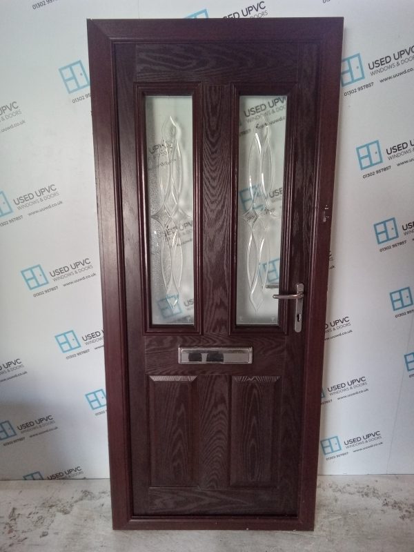 Used Rosewood Composite Front Door 890mm x 2050mm (reduce to 875mm) C9D03