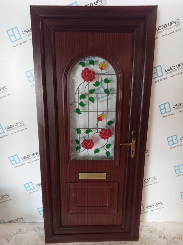 Used Woodgrain Upvc Front Door 910mm x 2050mm 0690