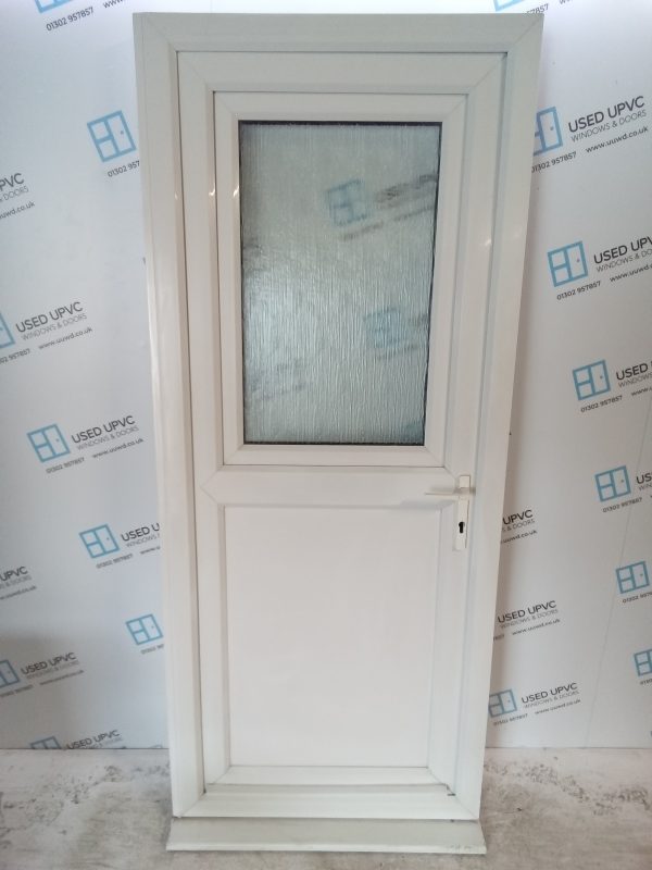 Used White Upvc stable Back Door 890mm x 2115mm (Reduce To 870mm) C9D31