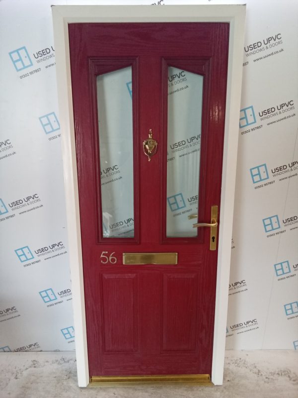 Used Red Composite Front Door 900mm x 2090mm C9D32