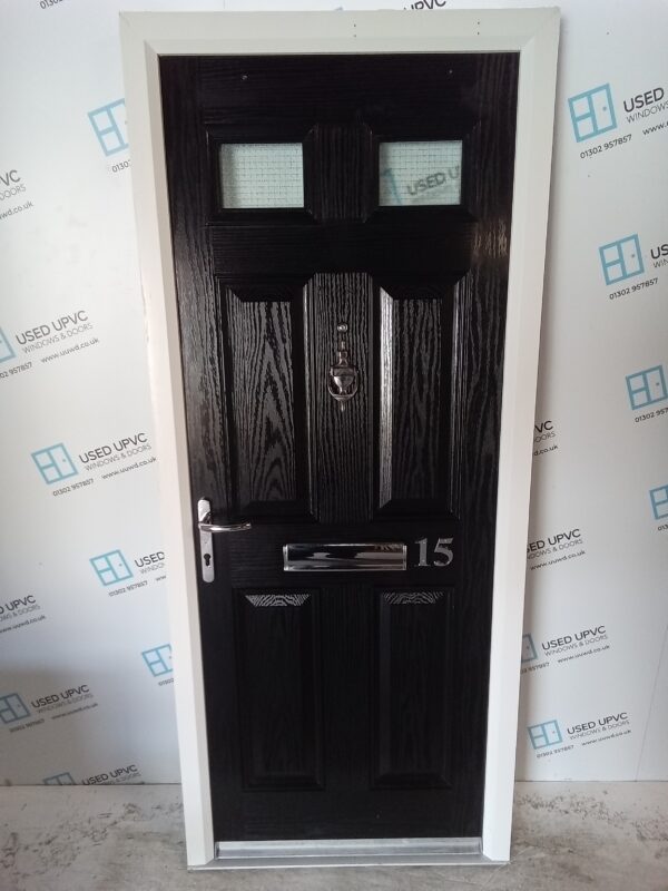 Used Black Composite Front Door 885mm wide x 2080mm high 0266